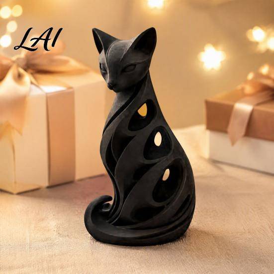 Dekorativa Figurer för Vardagsrum 3D-printad Spiral Kattfigur Ihålig Modern Abstrakt Skulptur Prydnader Heminredning Skrivbordshylla Minimalistisk Kon