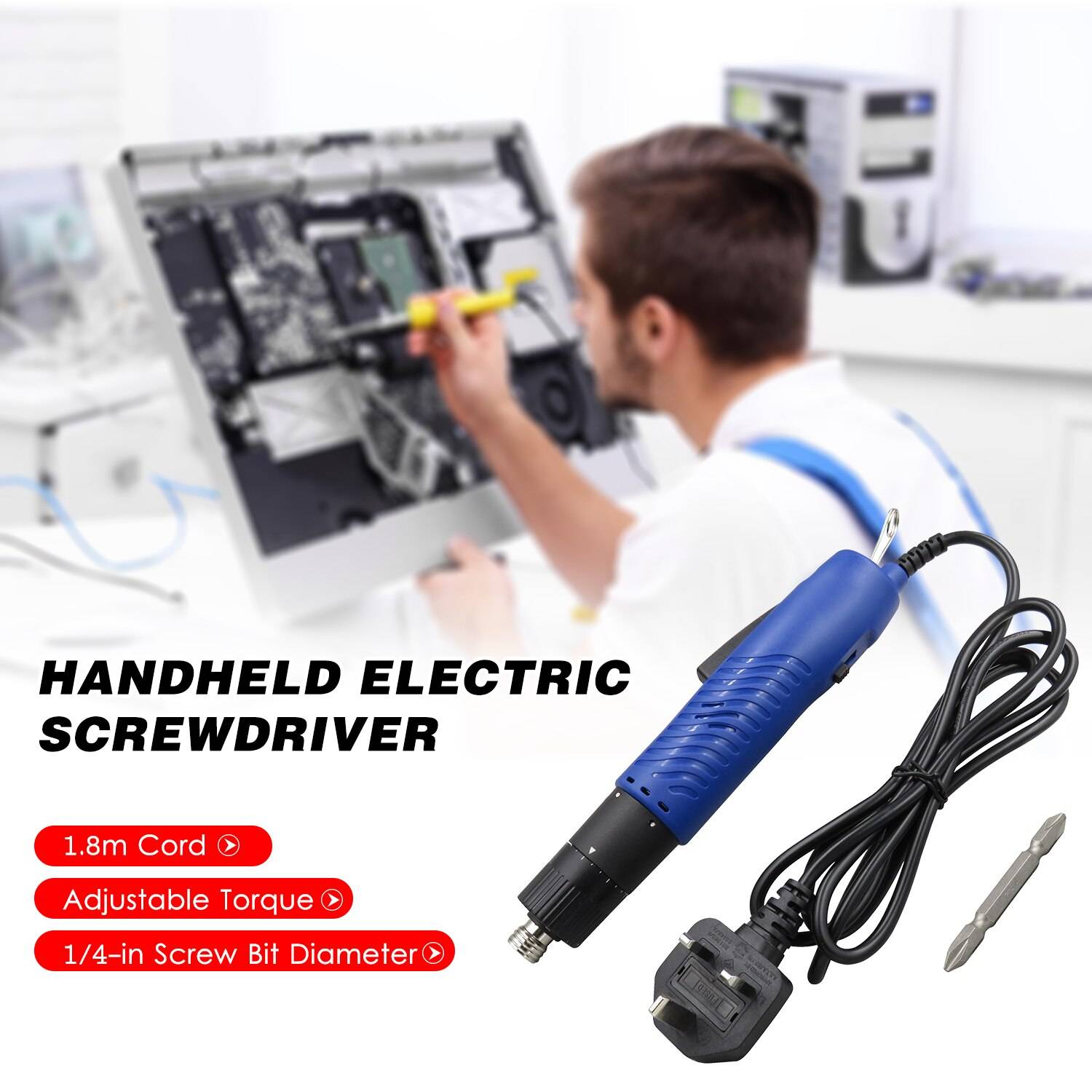Ac 220 v elektrisk skruvmejsel handhållen sladdad elektrisk skruvmejsel justerbart vridmoment 1/4- i fixeringsverktyg med skruvdiameter - Eu