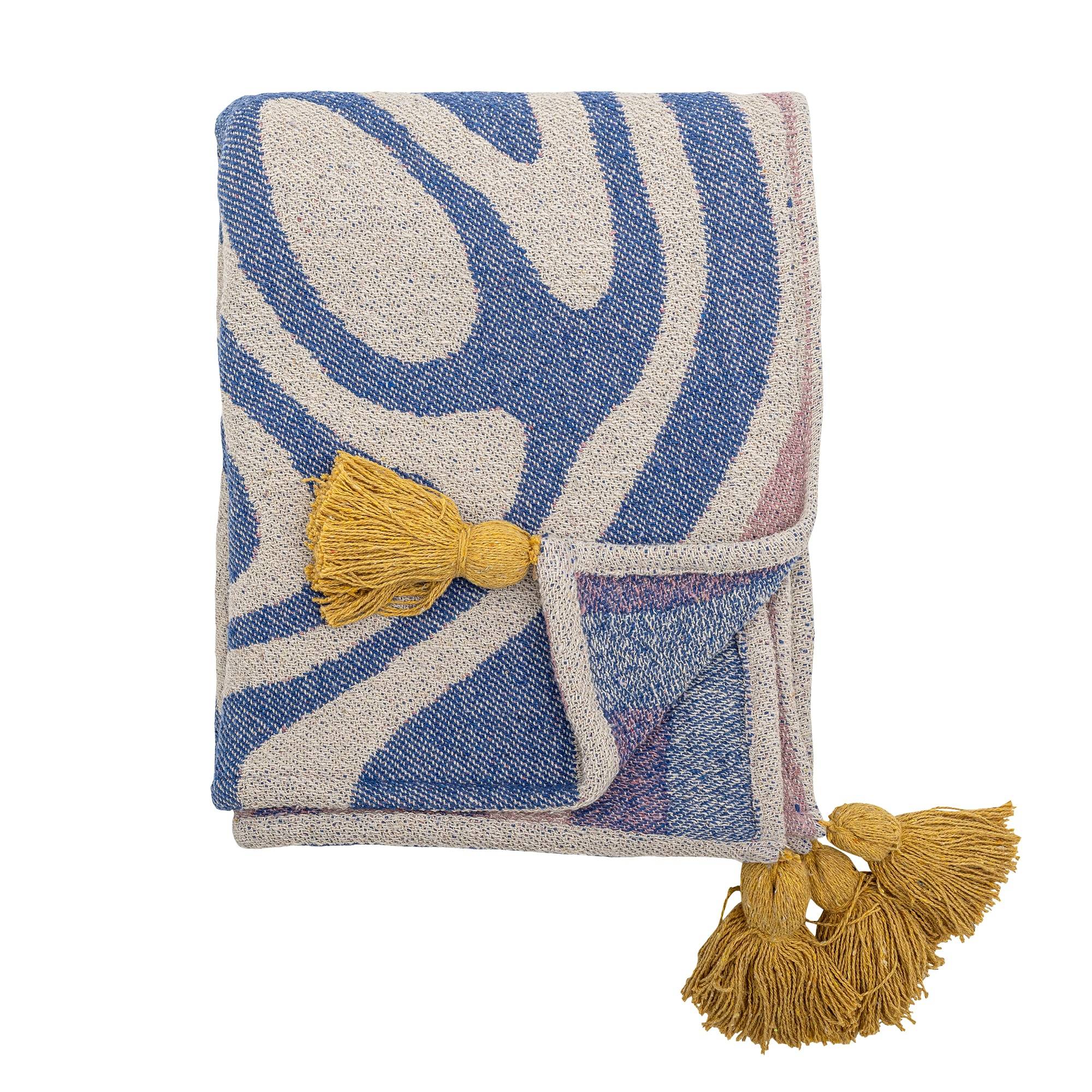 Bloomingville - Arlie Throw - Blue - Recycled Cotton