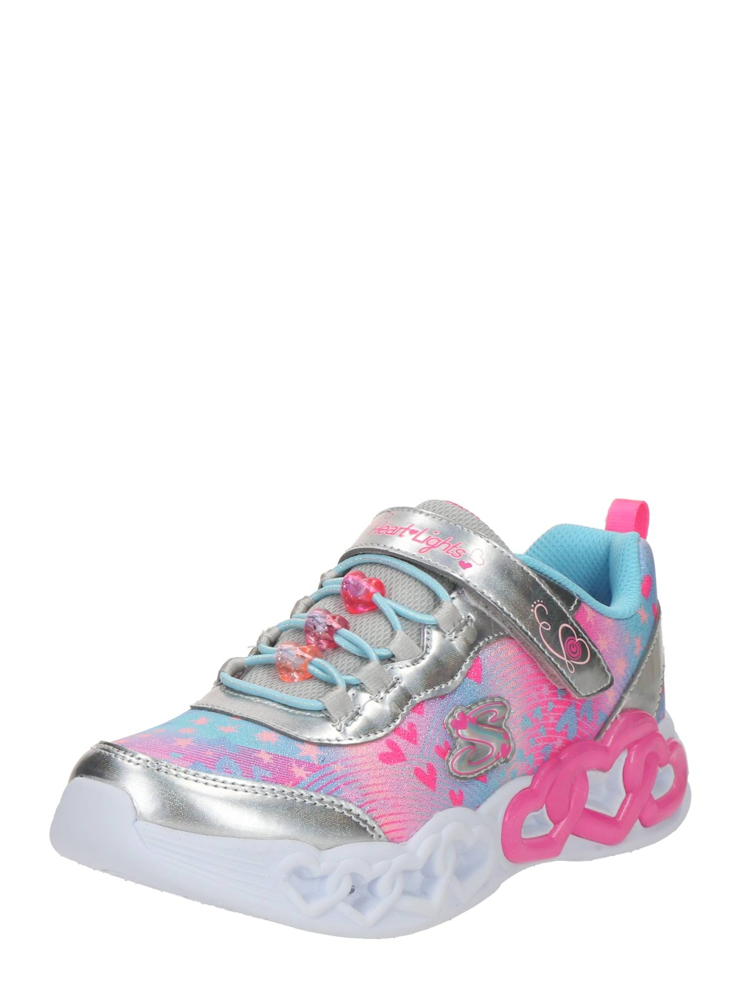 SKECHERS Sneaker 'Infinite Heart Lights' azur / fuchsia / ljusrosa / silver