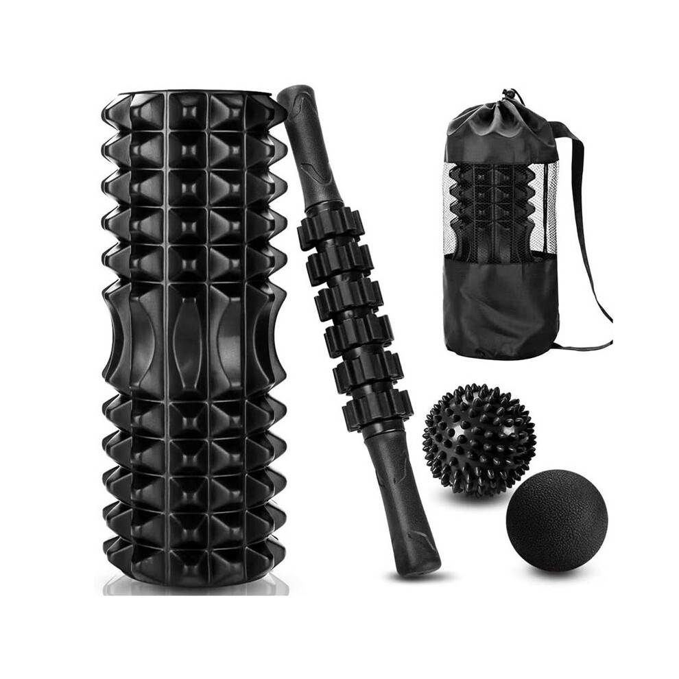 5 in 1 Yoga Foam Roller Muscle Massage Set,Fitness Stick Roller Massage for Deep Muscle Gym Pilates Body Exercise