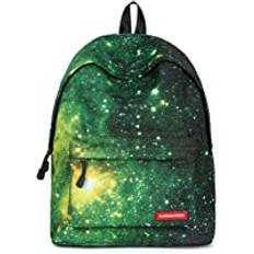 FANDARE Unisex vardaglig dagväska, ryggsäckar, galaktisk skolväska för flickor, gymnasietonåringars ryggsäck, kvinnor, resor, laptop, ryggsäck, högskola, bokväska med pennfodral, påse, vattentät polyester, gRÖN, L, Skolväska