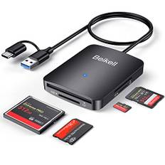 Kartenleser, Beikell 4 in 1 Dual Stecker USB 3.0 & USB C Kartenlesegerät Highspeed Micro SD Speicherkartenleser, Parallelem Zugriff auf 4 Slots für SD/CF/MS Duo/SDHC/SDXC, Micro SD