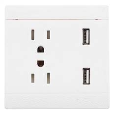 Dual?USB Wall Outlet 10A 110/ Electric Charging Socket for Home Office School