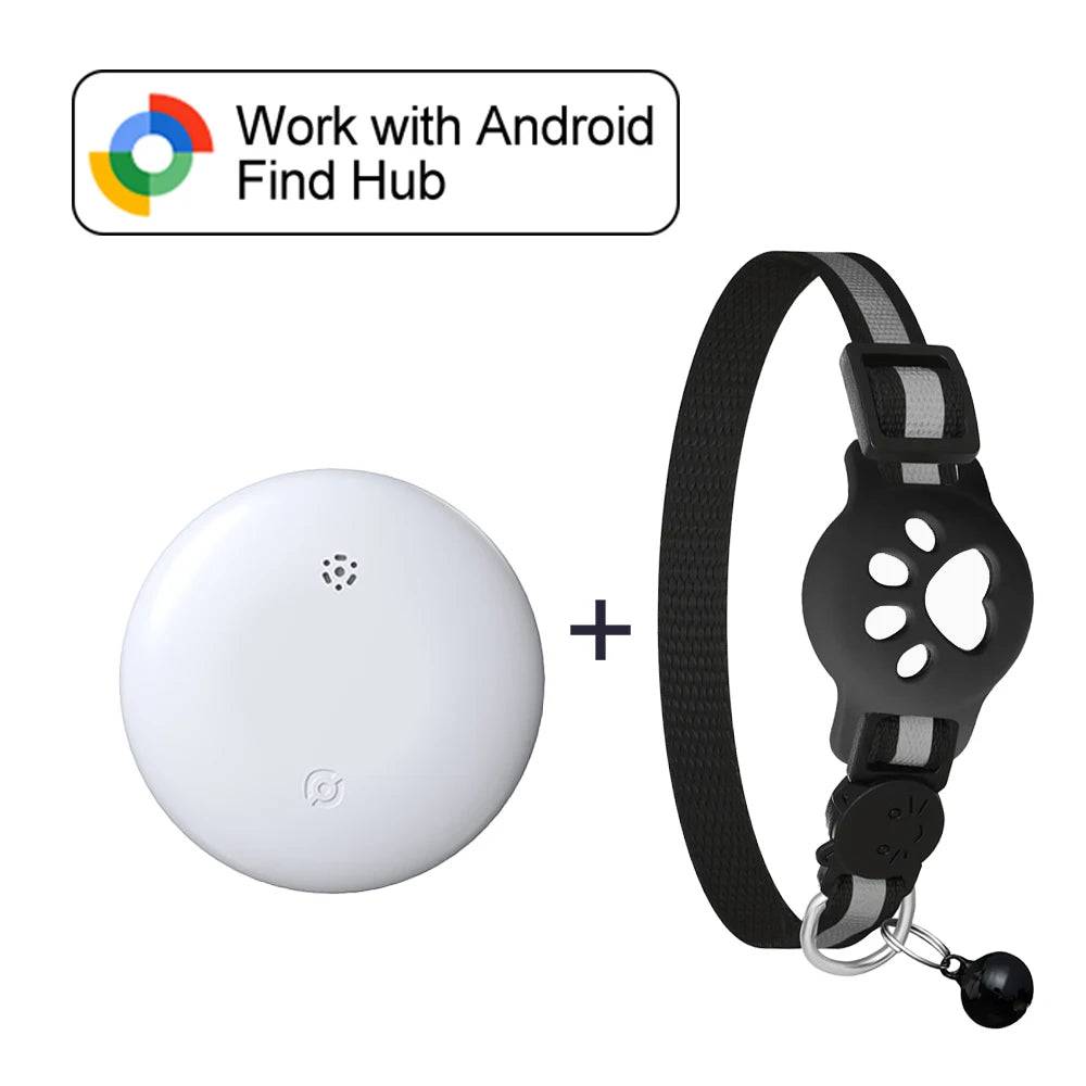 Google Find Hub Smart Location Tag for Android — Pet Collar, Keys & Bags - Tag with BK Collar / China Mainland