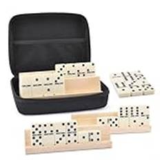 Domino Game Set, Traditional Domino, Wood Dominoes, Classic Domino, Mexican Train Dominoes Game, Complete With Case Classic Aesthetic Appeal Smooth Rounded Edges for Children & Adults