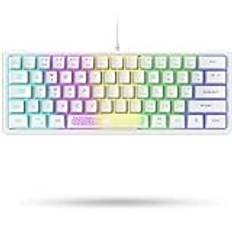 K61 60% USB Trådbundet Vit Speltangentbord, 62 Nycklar Kompakt Mini RGB Bakgrundsbelyst Tangentbord - Mekanisk Känsla Ergonomisk Anti-ghosting Medianyckel, För PC Laptop MAC Gamer Office