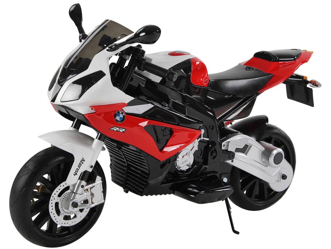 BMW S 1000 RR Motorcykel til Børn 12V med gummihjul+Lithium /Rød.