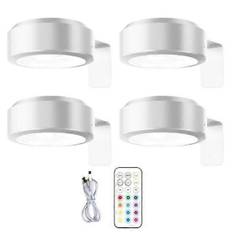 Vægmonteret trådløs billedlampe med fjernbetjening, dæmpbar, batteridrevet, justerbar 13-farve RGB malerilampe - Perfekt hvid【GKS】 hvid