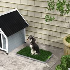 Hundetoilet med kunstgræs, drænhuller, lækagesikker, 67 x 41 x 3,5 cm, grøn