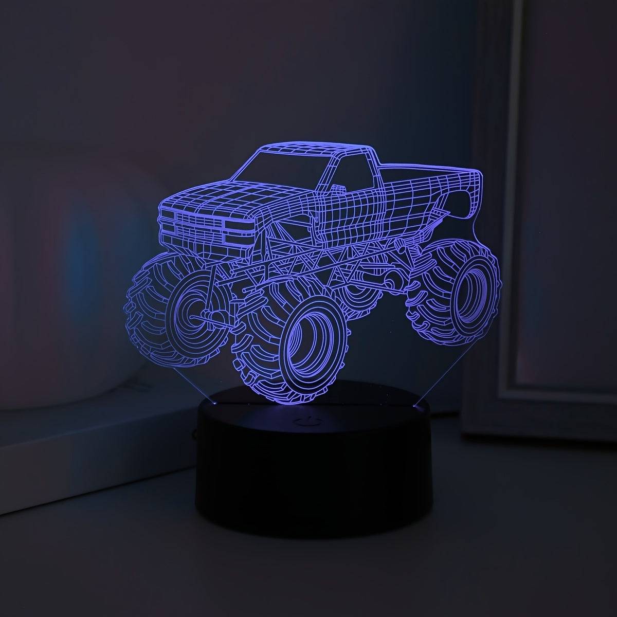 TruckGlow – 3D LED Nattlampa med Monster Truck Design - RGB7 Färg