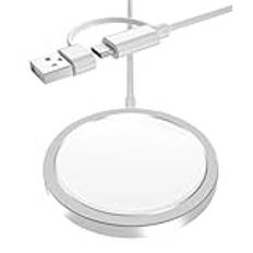 Basesailor Magnetisk trådlös laddare 1,5 m med USB C-adapter, magnetisk trådlös laddare kabel dyna för iPhone 15 14 13 Max Mini, AirPods Pro 3, Apple Watch S9 S8, Samsung Galaxy S24 S23 Plus Ultra