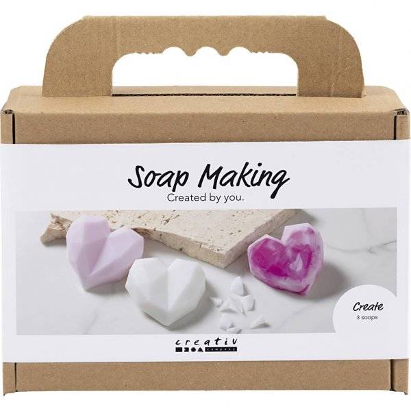 Mini DIY Kit Tvåltillverkning Hjärtformade Tvålar Rosa 3 st