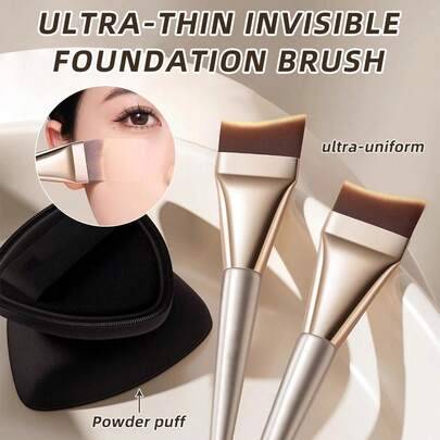 Professionella sminkborstar för foundation – ultratunn platt toppborste för BB-kräm, concealer och foundation, lämplig för daglig hemmabruk eller för - Multifärgad