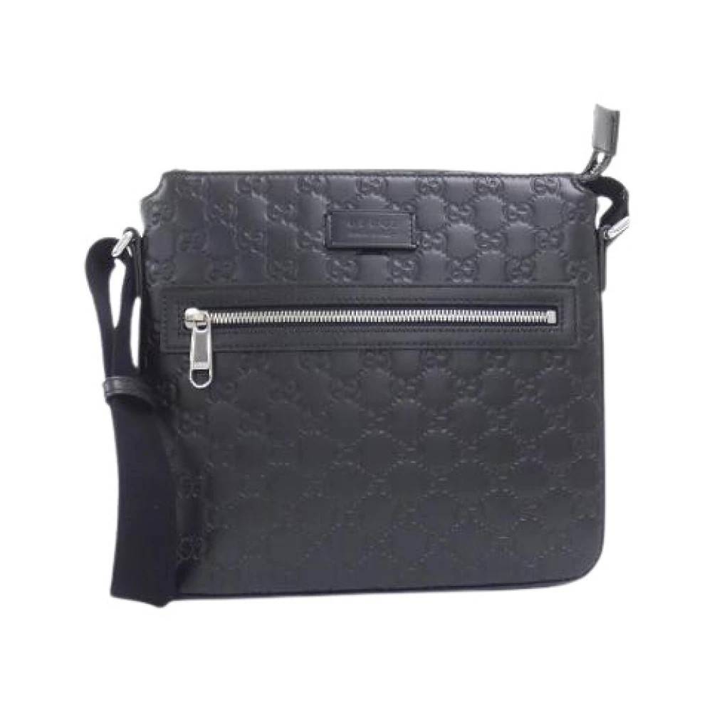 Gucci Vintage Pre-owned Signature Leather Shoulder Bag - Vintage - Dame - Sort - ONE SIZE - Uld