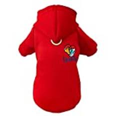 Izefia Hund huvtröja hund huvtröjor kläder fleece hund tröja vinter sweatshirt varm bomullsslinga basic hund huvtröja för liten hund valpar katt röd XXL