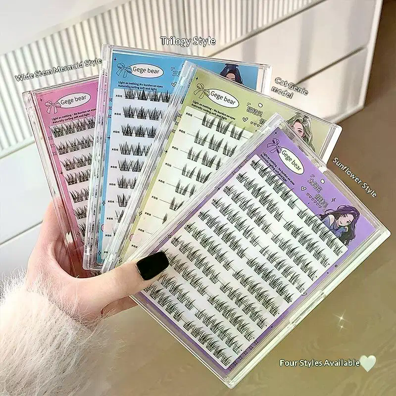 Free False Eyelashes Solar Design Natural Long Thick Reusable Segmented Lashes Eyelash Extension Glue