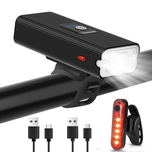 Ainiv Bike Lights Fram och Bak, Super Bright 6 Ljuslägen Cykel Lights Front LED Torch, Type-C Uppladdningsbara Cykelljus, Vattentät Cykel Strålkastare för Road Bike MTB Cykling Fiske Nattarbete