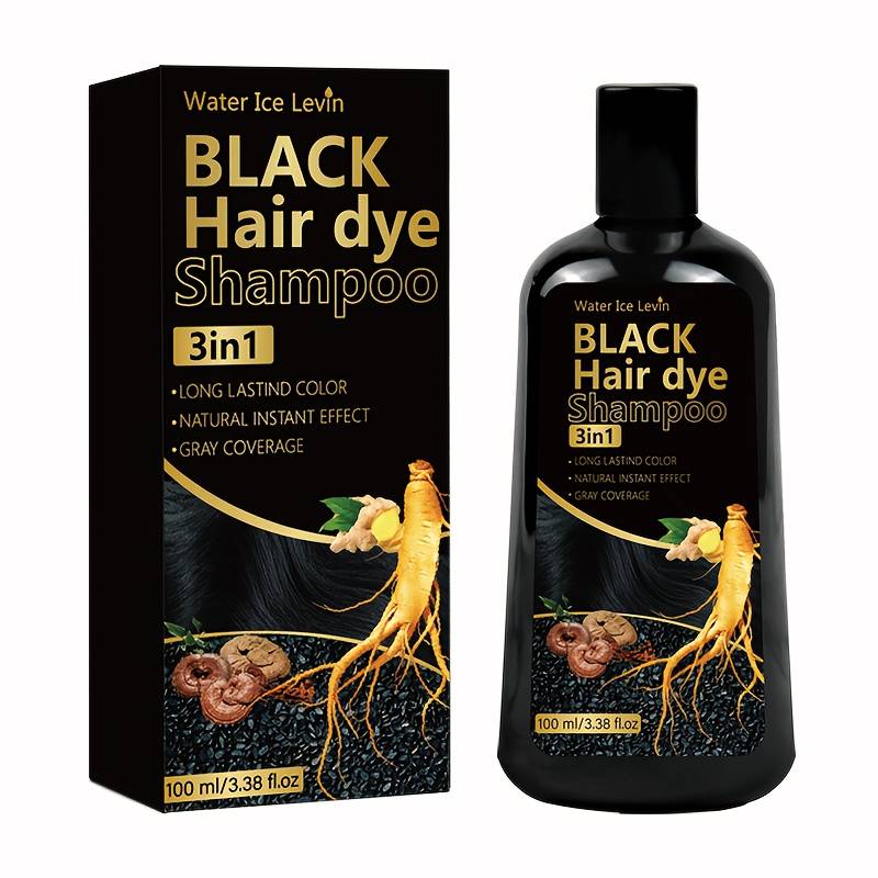 TEMU Black Hair Dye Shampoo, 3-in-1 Moisturizing Hair Dye Shampoo For Covering Gray Hair, Long-lasting Hair Color Shampoo