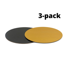 Tårtbricka Tunn Hård - Svart/Guld 24cm - 3pack