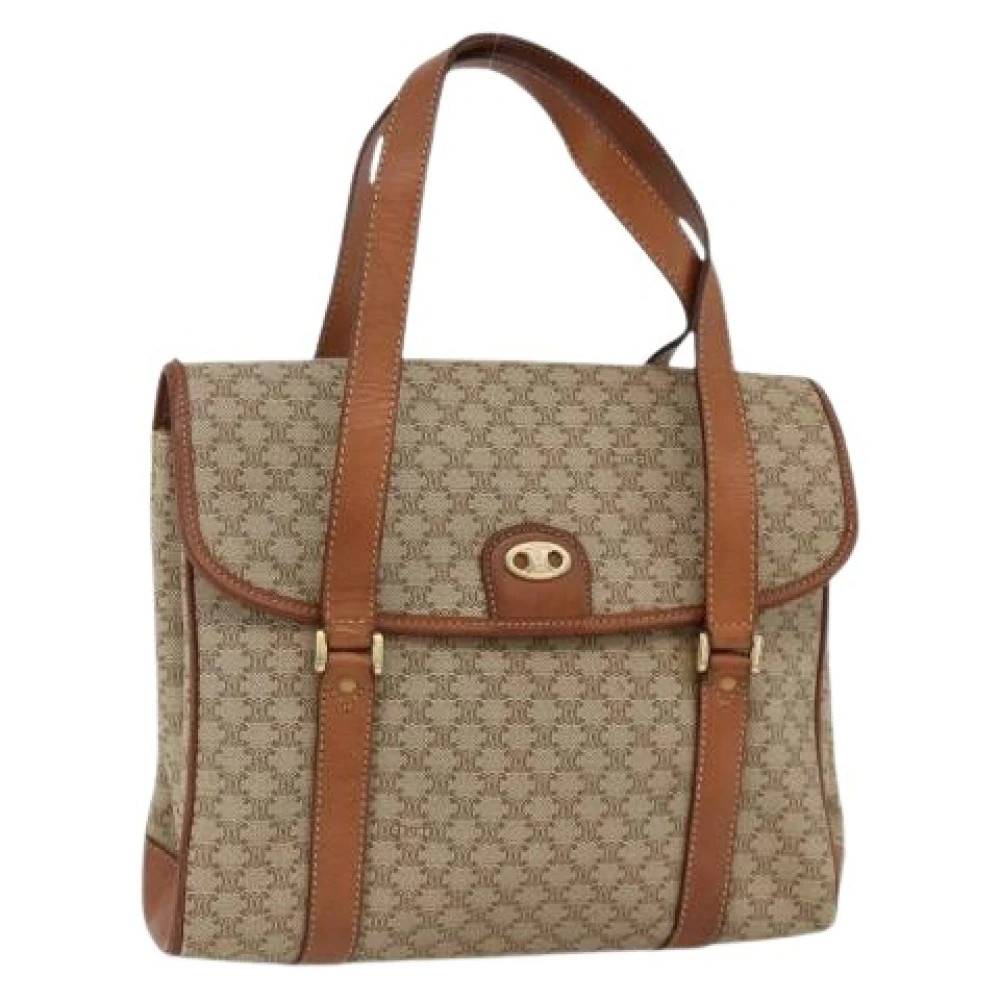 Celine Vintage Pre-owned Macadam Canvas Håndtaske - Vintage - Dame - Beige - ONE SIZE - Uld