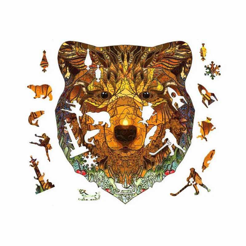 DIY Wooden Puzzle for Adults Children Each Piece Is Animal Shaped Christmas Gift Colorful Elephant Turtle Wooden Jigsaw Puzzles - A3 size master
