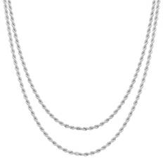 August Woods Silver Layered Sparkle Twist Necklace - 40cm