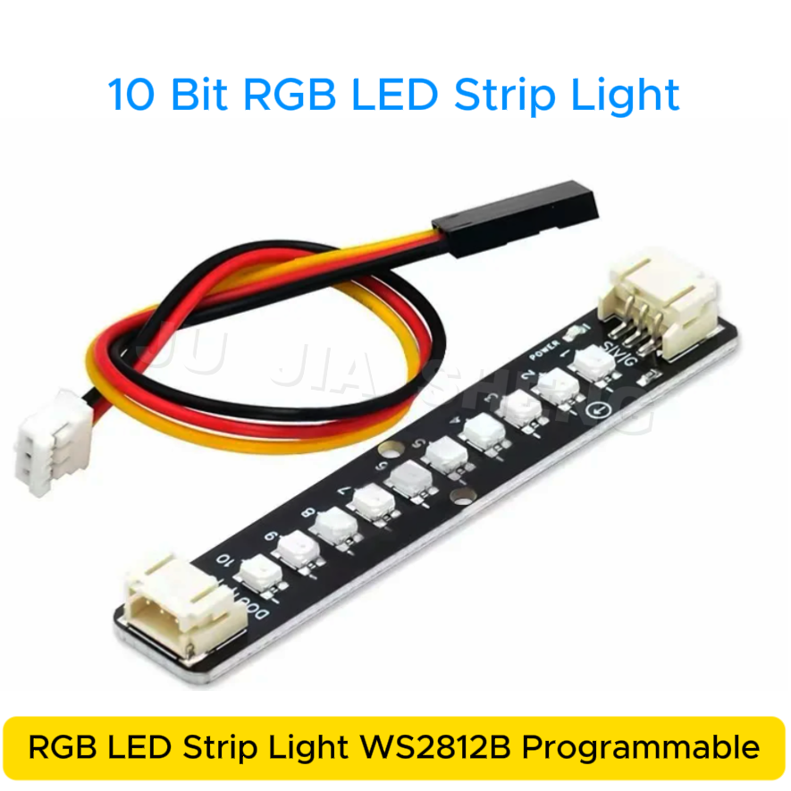 WS2812B 10-Bit RGB LED Strip Light, Programmable 5V Color-Changing RGB LED Strip, Compatible with Arduino Kit ESP32