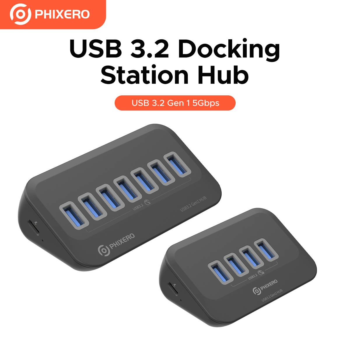 PHIXERO USB 3.2 Docking Station Hub 10Gbps Splitter Switch Dock Multi Port SD Card Socket Type C Gen2 for Surface PC Laptop 3.0