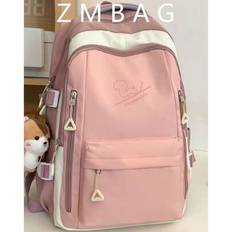 Fashion And Girls&#39; Pink Solid Color Squirrel Print Campus Bag Without Pendant, School Bag, Middle School Backpack, Girls&#39; Backpack, Essential For Scho - Pink