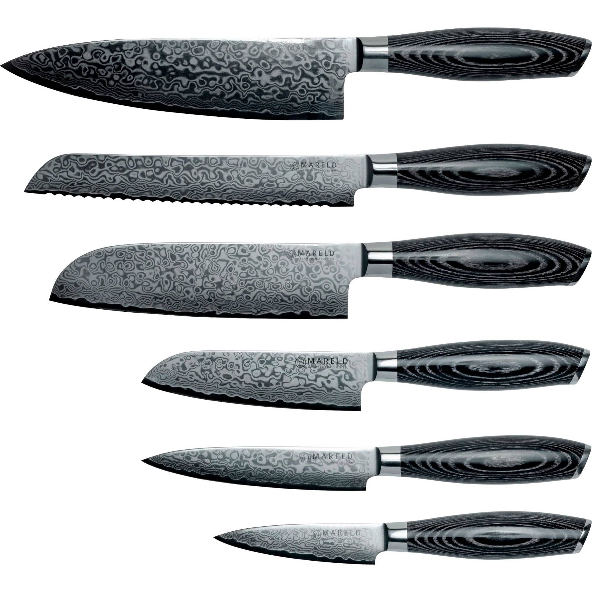 Mareld Akio Knivset, 6 knivar, svart - Svart, stål