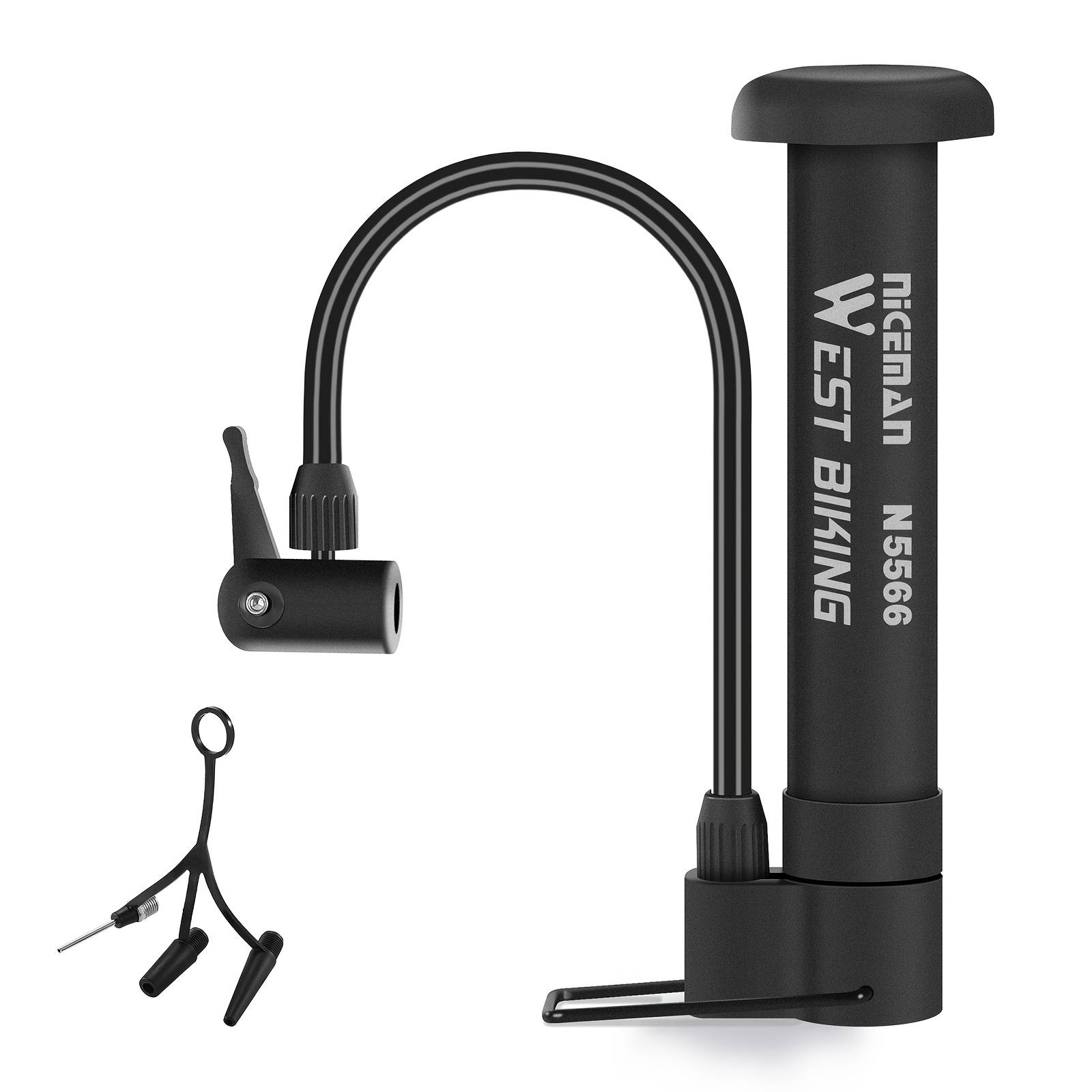 West Biking Bike Pump, Mini Bicycle Pump Portable Bike Floor Pump Floor Bicycle Air Pump Bike Tire Pump, Extra Valve And Gas Needle For All Bike