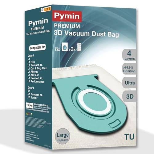 Pymin 8 dammsugarpåsar för Miele TU Guard L1 S1 M1 CO S8380 dammsugare