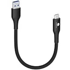 CONMDEX USB C-kabel Kort 30cm/0,3M 10Gbps Data USB3.1 Gen2 Typ C Android Auto-kabel QC3.0 3.1A USB A till C Snabbladdare för Samsung Note20 Galaxy S23/S22/S21 Z Flip 5 Tab S9 Pixel7 One Plus 11- Svart