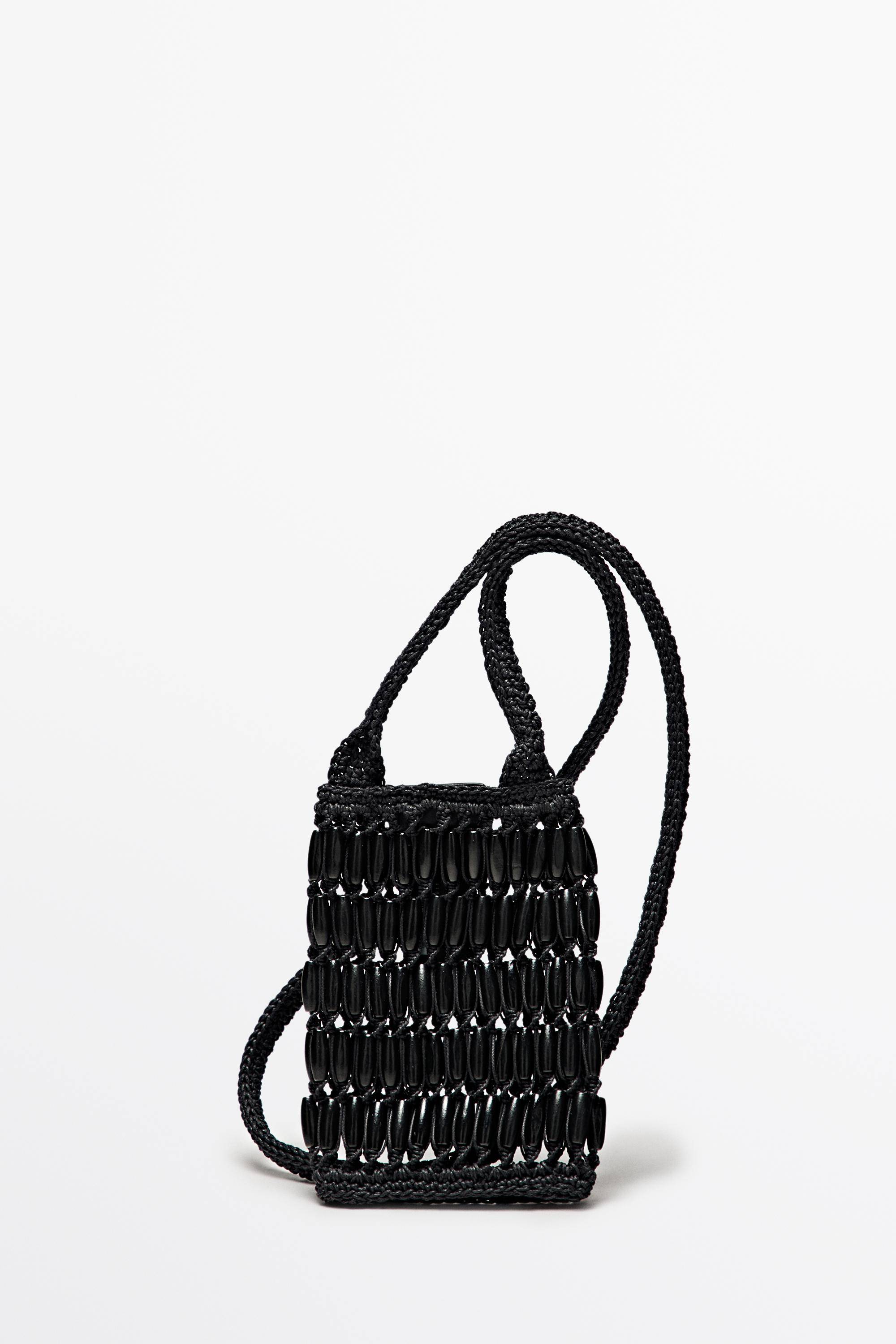 Massimo Dutti - Female - Skuldertaske Med Trædetaljer - Sort - 01