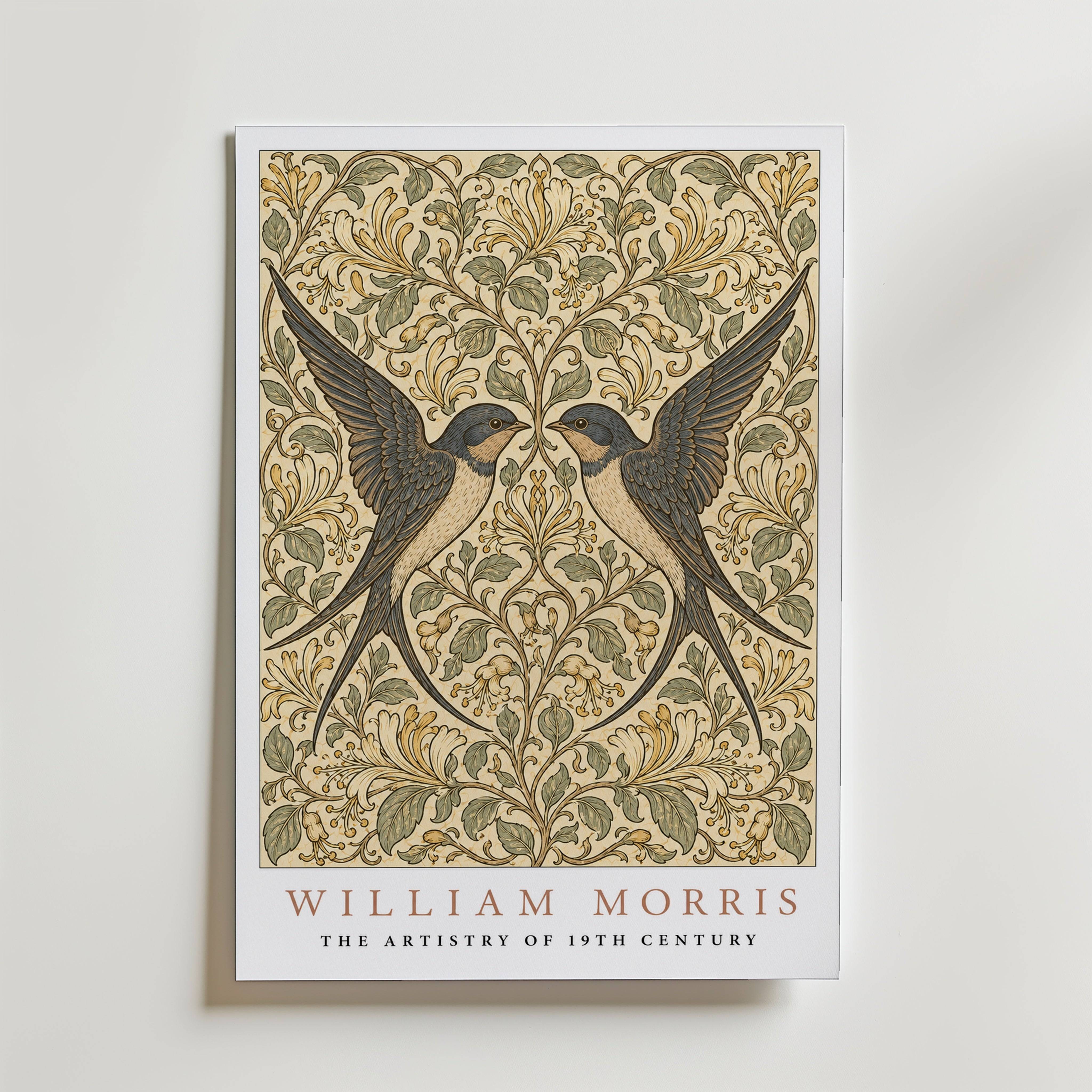 Twin Swallows William Morris Poster - Premium Canvas 70x100 cm