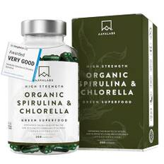 Bio Spirulina Chlorella Algen Kapseln [1800mg pro Dosis] - 200 Spirulina Pulver und Chlorella Pulver Kapseln Hochdosiert, 100% Vegan und Glutenfrei