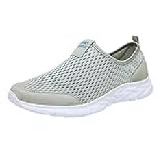 Skor för par, sneakers män sommar luftiga sneakers andas sportskor mjuka lätta joggingskor halkfria utomhusskor mesh slitstarka träningsskor slip-on fritidsskor, GRÅ, 45 EU