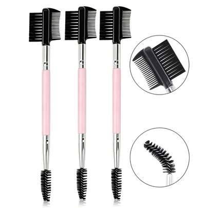 Ögonbryn- och ögonfransformare med dubbelhuvudsborste, makeup- och stylingverktyg med 3 olika spoolie-borstar för att separera fransar, ta bort mascar - Multifärgad