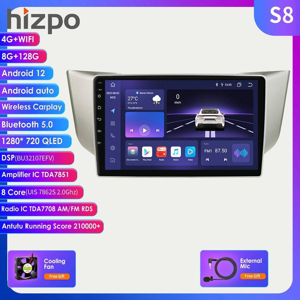 2din Android Bilradio Multimedia Videospelare för Lexus RX300 RX330 RX350 RX400H 2003 - 2014 Navigation GPS Carplay 4G QLED Pekskärm Bilstereo