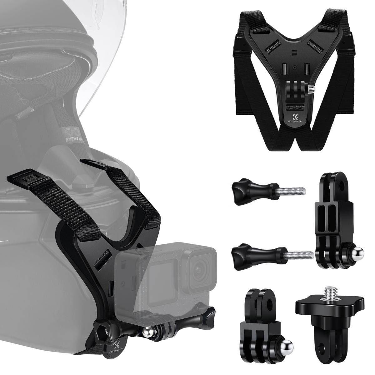 KENTFAITH K&F Concept Action Camera Motorcycle Dirt Bike Helmet Chin Strap Mount, Helmet Holder Mounting Attachment for GoPro Hero 13/12/11/10/9/8/7/6/5/4/DJI Osmo Action 5Pro/4/3/Insta360 X5/X4/X3