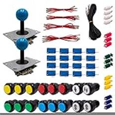 Joysticks kit och arkadknappar 2 spelare självlysande svarta knappar 2 PCB joysticks svarta stavar bollar kabel Gpio videospel retro spel