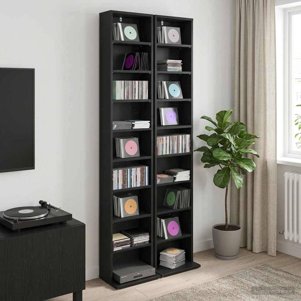 vidaXL CD Skåp 2 st Svart ek 33 x 23,5 x 175 cm Konstruerat trä
