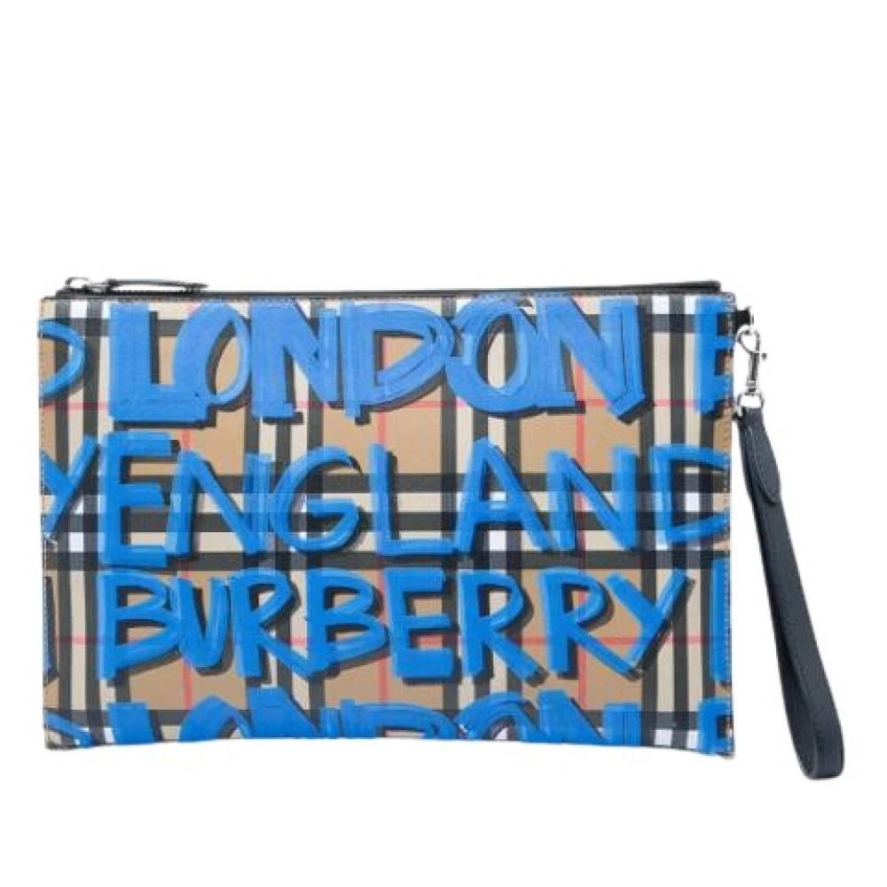 Burberry Vintage Pre-owned Canvas Clutch - Vintage - Dame - Beige - ONE SIZE - Læder