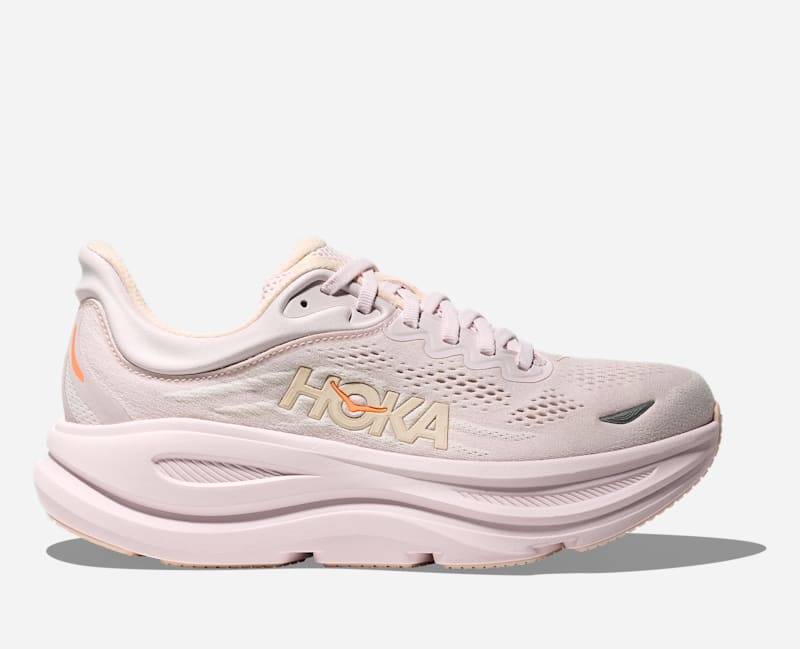 HOKA Bondi 9 Schuhe für Damen in Lilac Cream/Tangerine Glow Größe 39 1/3 | Straße