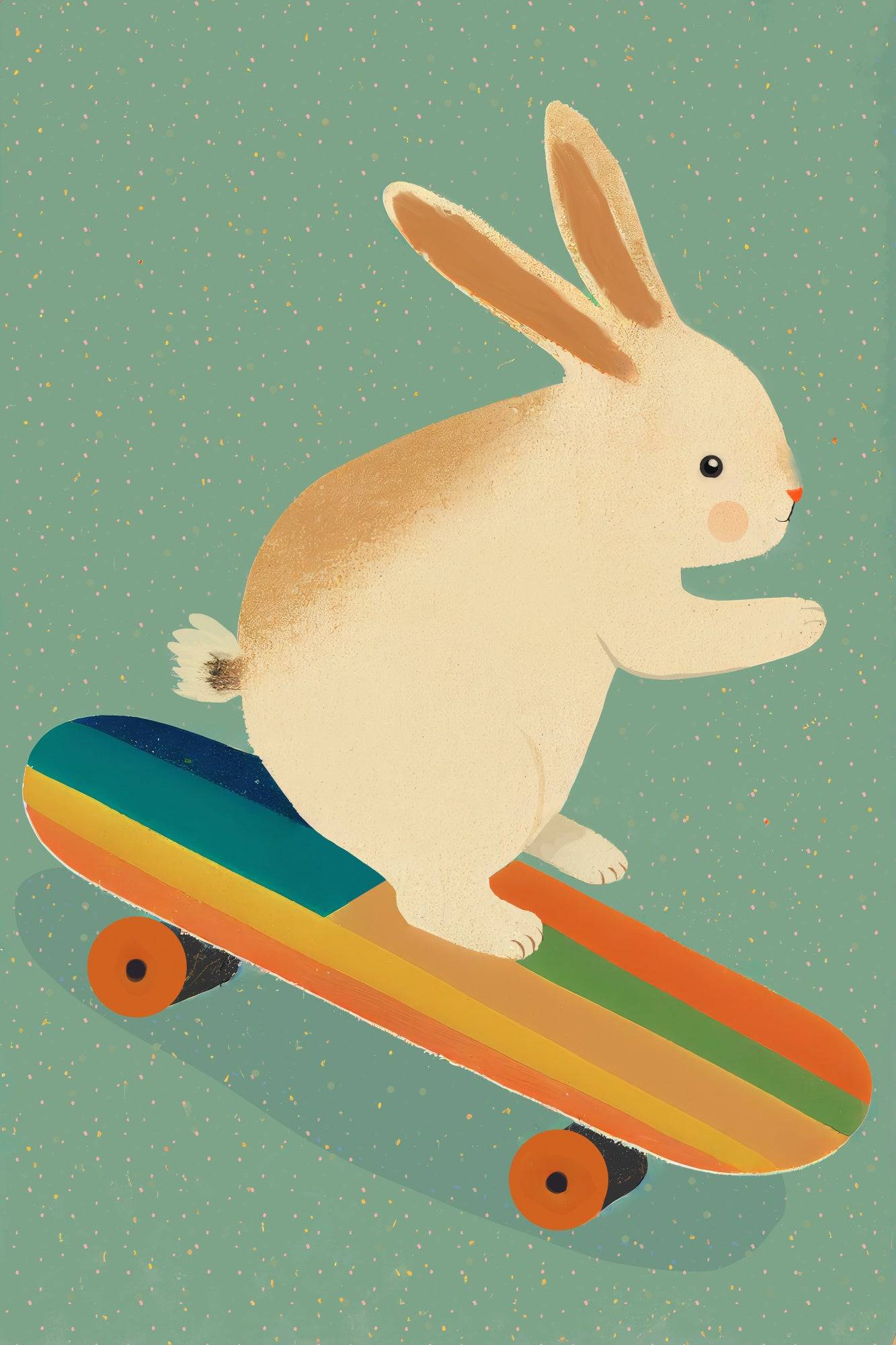 Bunny On Skateboard Poster och Canvastavla - Poster / 21x30 cm