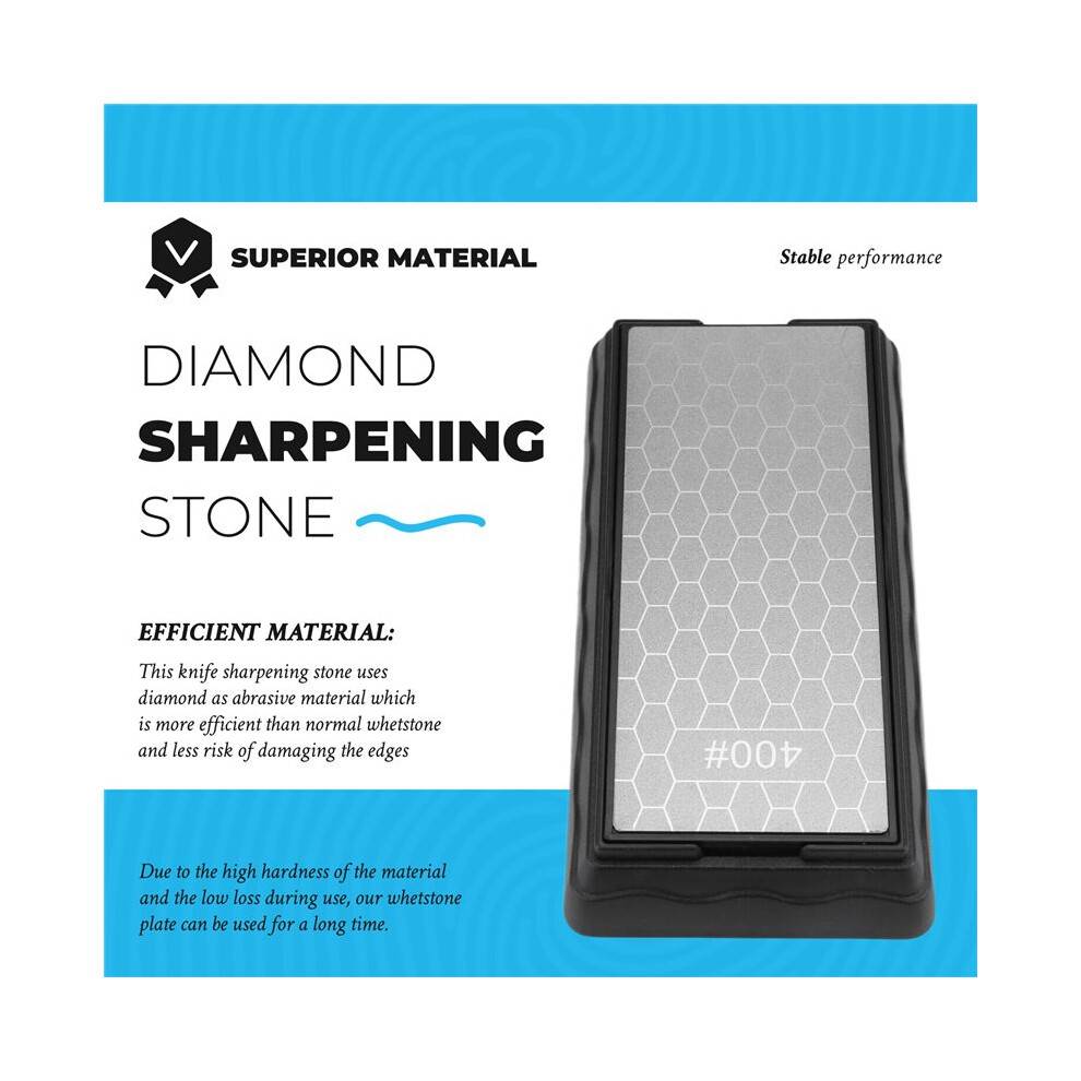 Double-Sided Diamond Sharpening Stone,Whetstone Honeycomb Surface Plate with Non-Slip Base(400/1000 Grit)
