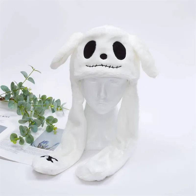 BunnyBounce Hatt – Söt Mössa med Rörliga Öron - Halloween Skelett