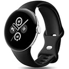 Easuny remmar kompatibla med Google Pixel Watch 2 rem/Google Pixel Watch-rem, justerbar mjuk silikon sportrem för Google Pixel Watch 2022/Pixel Watch 2 2023 för kvinnor män, liten svart