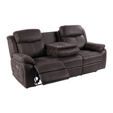 Reclinersoffa 3 sits, i brunt tyg, med el